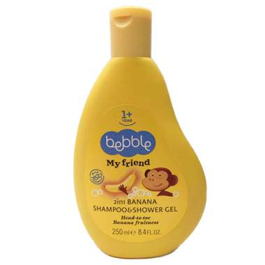 Шампунь и гель для душа детский с запахом бананаи Bebble 250 мл.