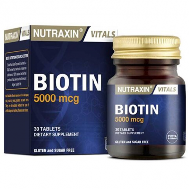 Nutraxin Biotin 5000mg - поддерживает здоровое регулирование уровня сахара в крови 30 таблеток